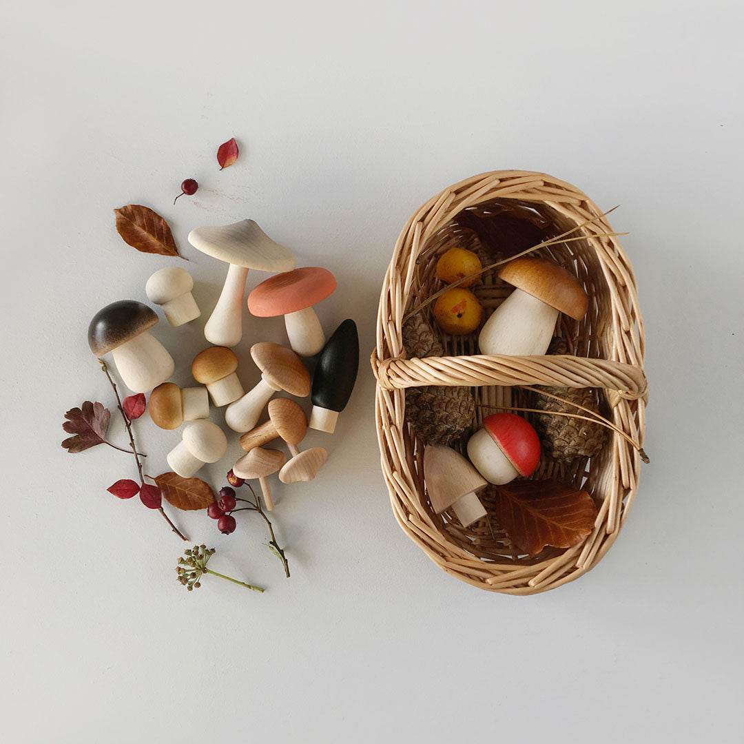 Wooden Mushroom Basket Set- Light