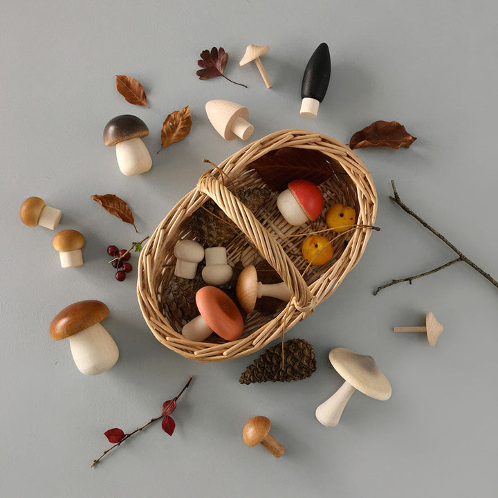 Wooden Mushroom Basket Set- Light