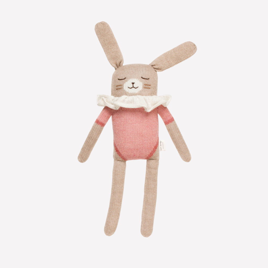 NEW Rabbit Knit Doll Toy- Large Pink Ruffles