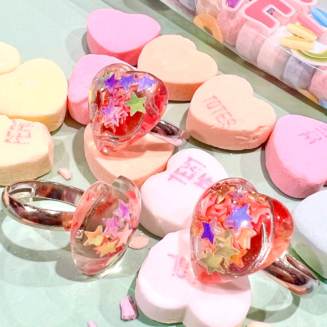 NEW Pop Cutie Confetti Heart Rings