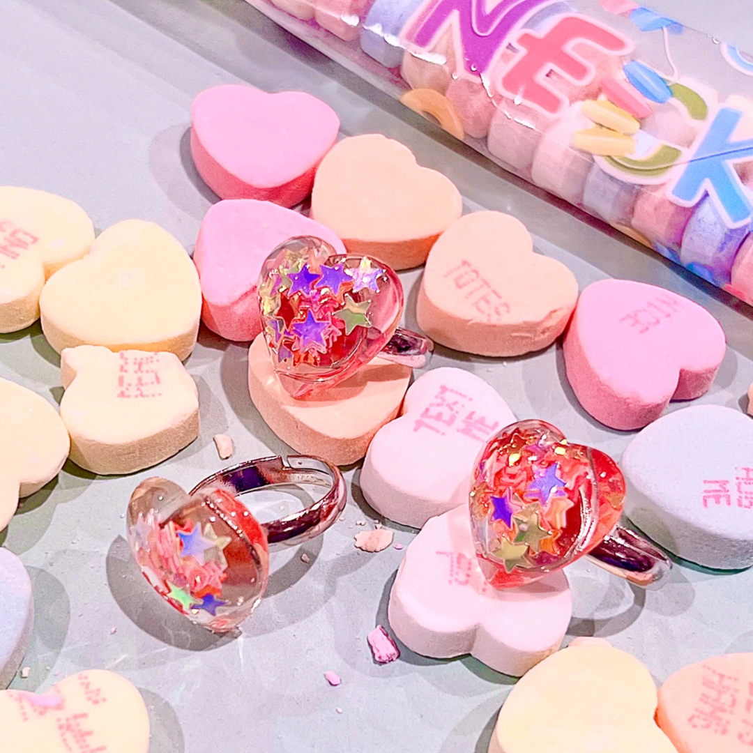 NEW Pop Cutie Confetti Heart Rings