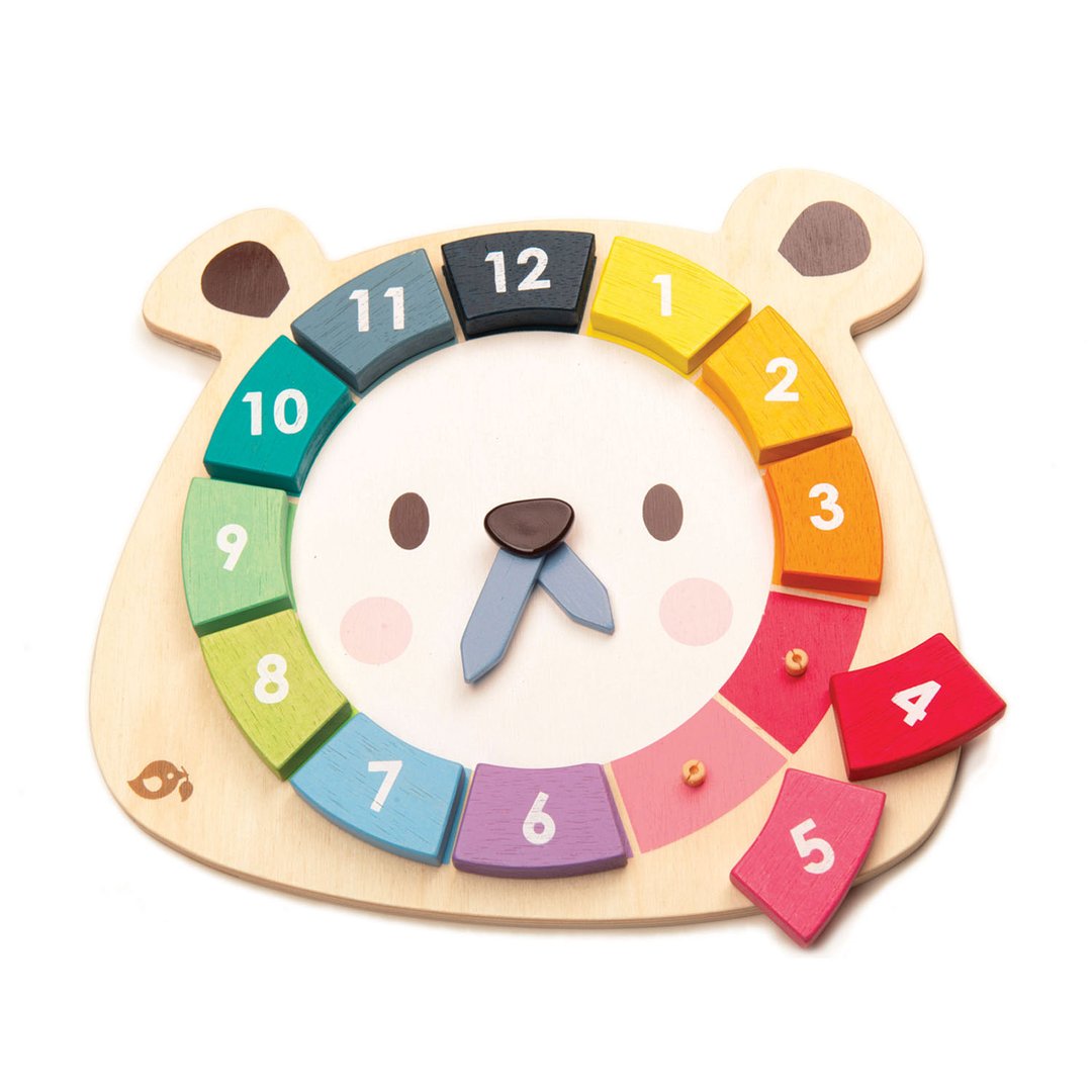 Wooden Bear Color Clock