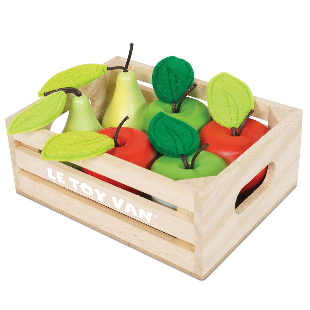 Wooden Pears and Apples Orchard Market Crate Set