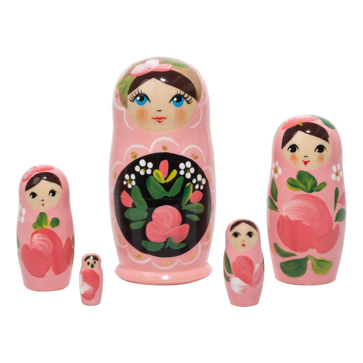 Classic Wooden Russian Nesting Dolls- Pink Set