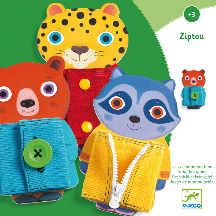 Wooden Ziptou Button Zip Snap Toy