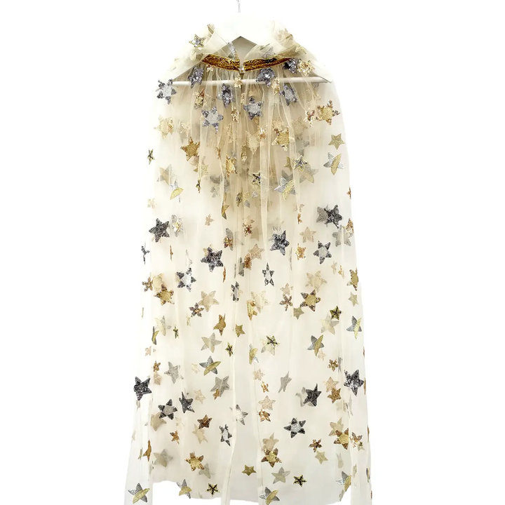 Sequin Fairy Cloak Cape- Gold/Silver Stars