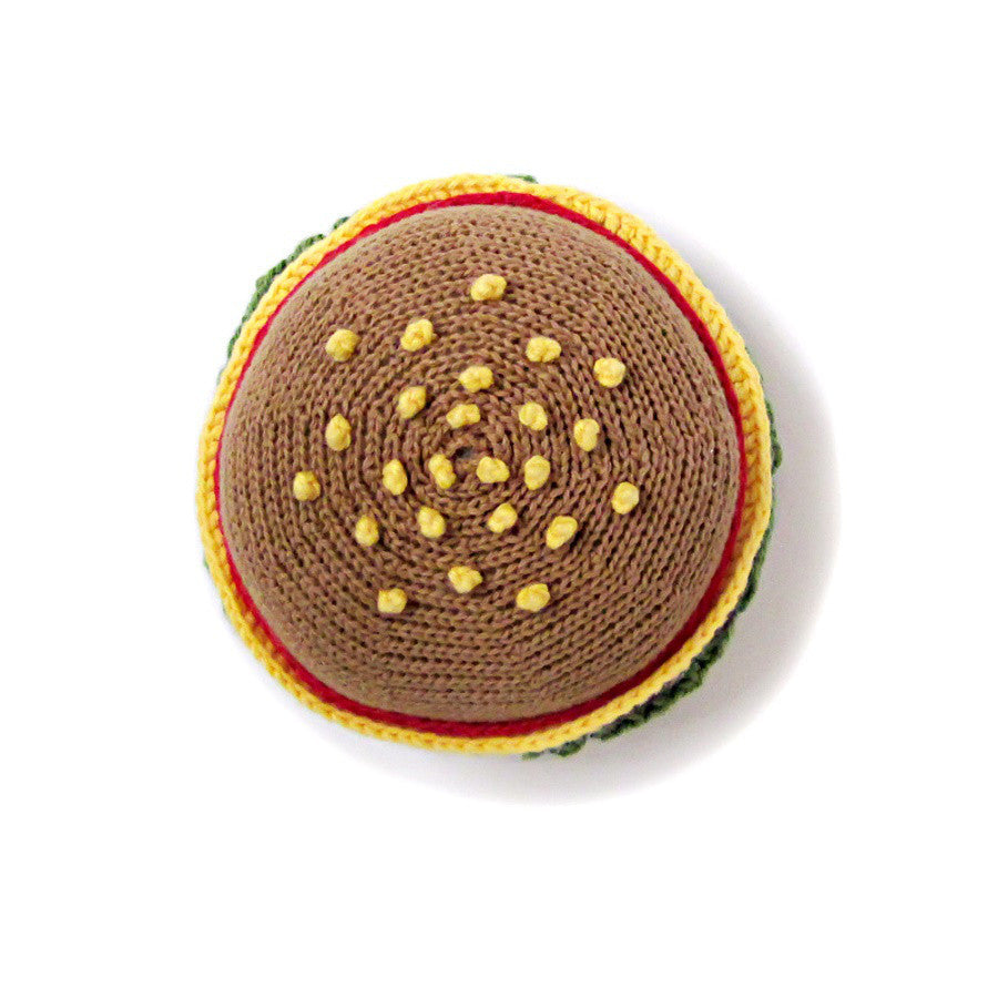 Organic Hamburger Toy Baby Rattle