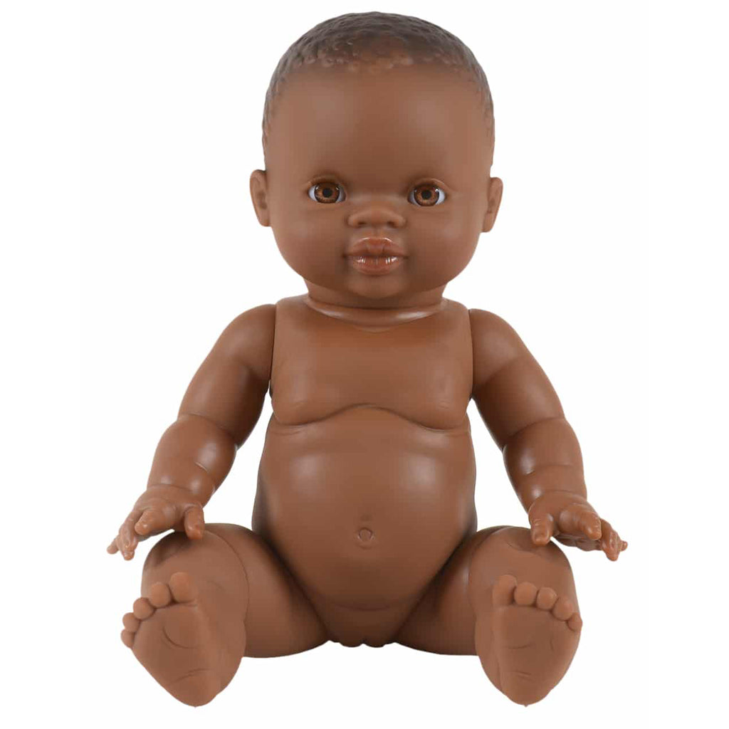 French Baby Girl Doll- African with Light Eyes