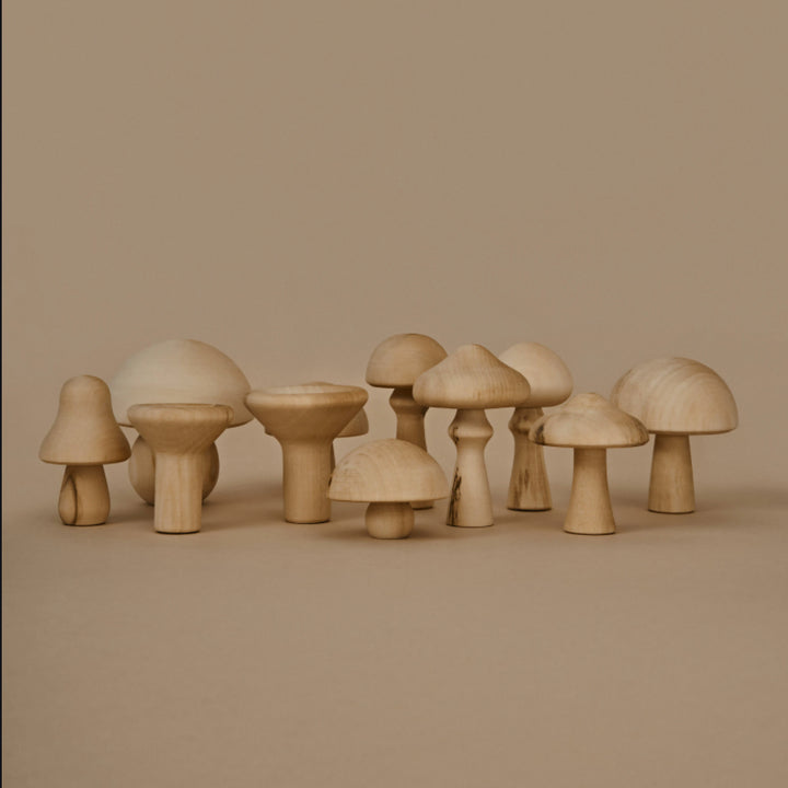 Wooden Mushroom Toy Set- Natural