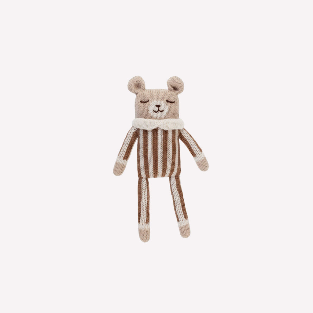 NEW Bear Knit Doll Toy- Striped Jumper Nut Brown